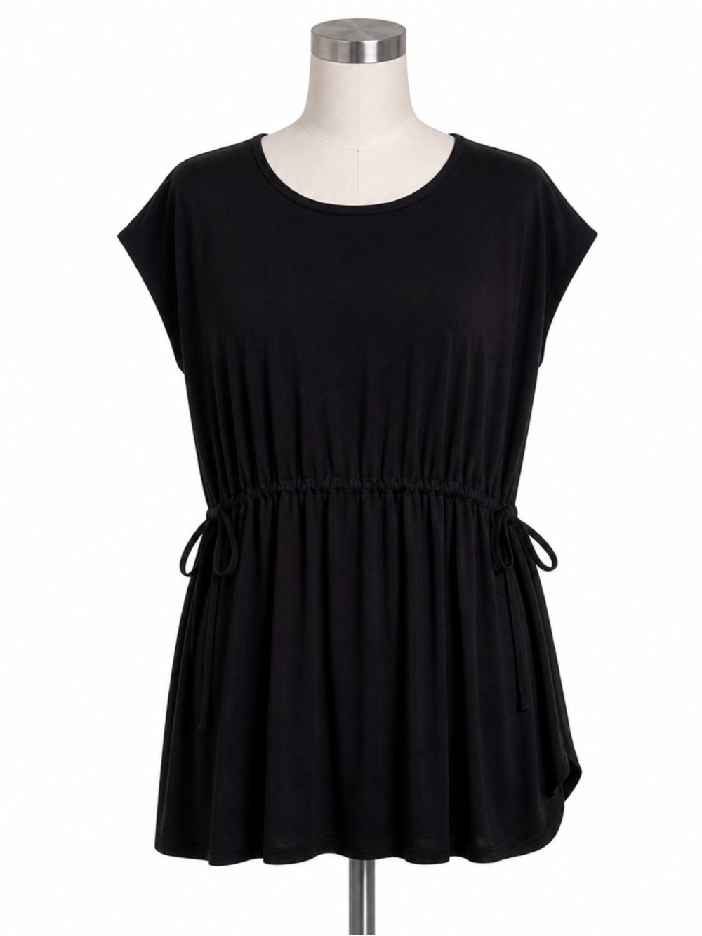 Eileen Fisher Black Drawstring Waist Top